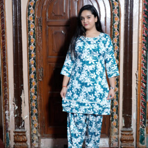 Blue Mist Lace Kurti Set