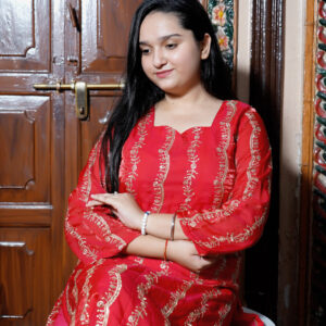 Crimson Elegance Silk Embroidered Suit Set